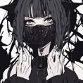 Goth woman in evil anime style, 8k, Dystopian, Dark