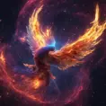 The Nebula Phoenix is a cosmic bird with wings that resemble swirling galaxies. Witness the physics of space and time as it flaps through the digital cosmos, Unreal Engine, Volumetric Lighting, Vibrant Colors