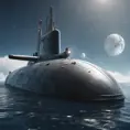 Ultra realistic photo of a highly advanced space faring submarine, 8k, Unreal Engine