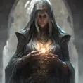 Veiled female necromancer, 8k, Gothic and Fantasy, Elden Ring, Photo Realistic, Dynamic Lighting by Stanley Artgerm Lau, Greg Rutkowski