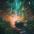 Studio ghibli, rocket explosion, jungle, solar, green technology, optimist future, 8k, Bokeh effect, Cinematic Lighting, Iridescence, Vibrant by Beeple, Dan Mumford, Greg Rutkowski, WLOP