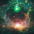 Studio ghibli, rocket explosion, jungle, solar, green technology, optimist future, 8k, Bokeh effect, Cinematic Lighting, Iridescence, Vibrant by Beeple, Dan Mumford, Greg Rutkowski, WLOP