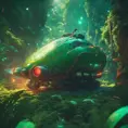 Studio ghibli, rocket explosion, jungle, solar, green technology, optimist future, 8k, Bokeh effect, Cinematic Lighting, Octane Render, Iridescence, Vibrant by Beeple, Dan Mumford, Greg Rutkowski, WLOP