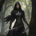 Dungeons and dragons forest elf character full body portrait, white skin, dark gothic black armor, wearing a black veil, dramatic light, dungeon background, 8k, Gothic and Fantasy, Elden Ring, Photo Realistic, Dynamic Lighting by Stanley Artgerm Lau, Greg Rutkowski