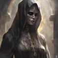 Veiled female necromancer, 8k, Gothic and Fantasy, Elden Ring, Photo Realistic, Dynamic Lighting by Stanley Artgerm Lau, Greg Rutkowski