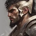 Matte portrait of a fierce armed Achilles, 4k, Highly Detailed, Hyper Detailed, Powerful, Artstation, Vintage Illustration, Digital Painting, Sharp Focus, Smooth, Concept Art by Stanley Artgerm Lau, Greg Rutkowski