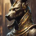 close up fierce looking egyptian god Anubis, 4k, Highly Detailed, Hyper Detailed, Powerful, Artstation, Vintage Illustration, Digital Painting, Sharp Focus, Smooth, Concept Art by Stanley Artgerm Lau, Alphonse Mucha, Greg Rutkowski