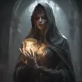 Veiled female necromancer, 8k, Gothic and Fantasy, Elden Ring, Photo Realistic, Dynamic Lighting by Stanley Artgerm Lau, Greg Rutkowski