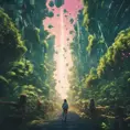 Studio ghibli, rocket explosion, jungle, solar, green technology, optimist future, 8k, Bokeh effect, Cinematic Lighting, Iridescence, Vibrant by Beeple, Dan Mumford, Greg Rutkowski, WLOP