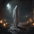 Shimmering ghost in an apocalyptic underground world, 8k, Gothic and Fantasy, Elden Ring, Photo Realistic, Dynamic Lighting by Greg Rutkowski