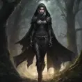 Dungeons and dragons forest elf character full body portrait, white skin, dark gothic black armor, wearing a black veil, dramatic light, dungeon background, 8k, Gothic and Fantasy, Elden Ring, Photo Realistic, Dynamic Lighting by Stanley Artgerm Lau, Greg Rutkowski