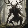 Leshen is a powerful, man-eating creature that dwells in the forests. It is a sorcerer with the ability to control the roots of the trees and use them to bind and capture its prey. The Leshen is ancient, with origins that are shrouded in mystery. , 8k, Gothic and Fantasy, Elden Ring, Photo Realistic, Dynamic Lighting