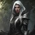 Dungeons and dragons forest elf character full body portrait, white skin, dark gothic black armor, wearing a black veil, dramatic light, dungeon background, 8k, Gothic and Fantasy, Elden Ring, Photo Realistic, Dynamic Lighting by Stanley Artgerm Lau, Greg Rutkowski