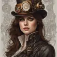 Steampunk portrait of Alexandra Daddario, Highly Detailed, Intricate, Artstation, Beautiful, Digital Painting, Sharp Focus, Concept Art, Elegant