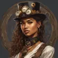 Steampunk portrait of Zendaya, Highly Detailed, Intricate, Artstation, Beautiful, Digital Painting, Sharp Focus, Concept Art, Elegant