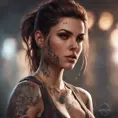 Matte portrait of Kassandra with tattoos, 8k, Highly Detailed, Alluring, Artstation, Bokeh effect, Sharp Focus, Volumetric Lighting, Concept Art by Stanley Artgerm Lau, Greg Rutkowski