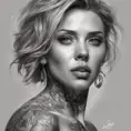 Matte portrait of Scarlett Johansson with tattoos, 8k, Highly Detailed, Powerful, Alluring, Artstation, Magical, Digital Painting, Photo Realistic, Sharp Focus, Volumetric Lighting, Concept Art by Stanley Artgerm Lau, Alphonse Mucha, Greg Rutkowski