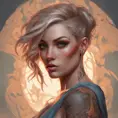 Matte portrait of Quinn with tattoos, 8k, Highly Detailed, Powerful, Alluring, Artstation, Magical, Digital Painting, Photo Realistic, Sharp Focus, Volumetric Lighting, Concept Art by Stanley Artgerm Lau, Alphonse Mucha, Greg Rutkowski