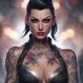 Matte portrait of Vayne with tattoos, 8k, Highly Detailed, Alluring, Artstation, Bokeh effect, Sharp Focus, Volumetric Lighting, Concept Art by Stanley Artgerm Lau, Greg Rutkowski