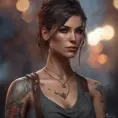 Matte portrait of Kassandra with tattoos, 8k, Highly Detailed, Alluring, Artstation, Bokeh effect, Sharp Focus, Volumetric Lighting, Concept Art by Stanley Artgerm Lau, Greg Rutkowski