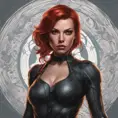 Matte portrait of Black Widow with tattoos, 8k, Highly Detailed, Powerful, Alluring, Artstation, Magical, Digital Painting, Photo Realistic, Sharp Focus, Volumetric Lighting, Concept Art by Stanley Artgerm Lau, Alphonse Mucha, Greg Rutkowski