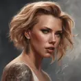 Matte portrait of Scarlett Johansson with tattoos, 8k, Highly Detailed, Powerful, Alluring, Artstation, Magical, Digital Painting, Photo Realistic, Sharp Focus, Volumetric Lighting, Concept Art by Stanley Artgerm Lau, Alphonse Mucha, Greg Rutkowski