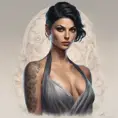 Matte portrait of Morena Baccarin with tattoos, 8k, Highly Detailed, Powerful, Alluring, Artstation, Magical, Digital Painting, Photo Realistic, Sharp Focus, Volumetric Lighting, Concept Art by Stanley Artgerm Lau, Alphonse Mucha, Greg Rutkowski