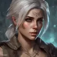 Matte portrait of Ciri with tattoos, 8k, Highly Detailed, Alluring, Artstation, Bokeh effect, Sharp Focus, Volumetric Lighting, Concept Art by Stanley Artgerm Lau, Greg Rutkowski