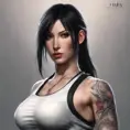 Matte portrait of Tifa Lockhart with tattoos, 8k, Highly Detailed, Powerful, Alluring, Artstation, Magical, Digital Painting, Photo Realistic, Sharp Focus, Volumetric Lighting, Concept Art by Stanley Artgerm Lau, Alphonse Mucha, Greg Rutkowski