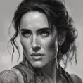 Matte portrait of Jennifer Connelly with tattoos, 8k, Highly Detailed, Powerful, Alluring, Artstation, Magical, Digital Painting, Photo Realistic, Sharp Focus, Volumetric Lighting, Concept Art by Stanley Artgerm Lau, Alphonse Mucha, Greg Rutkowski