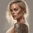 Matte portrait of Margot Robbie with tattoos, 8k, Highly Detailed, Powerful, Alluring, Artstation, Magical, Digital Painting, Photo Realistic, Sharp Focus, Volumetric Lighting, Concept Art by Stanley Artgerm Lau, Alphonse Mucha, Greg Rutkowski