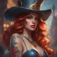 Matte portrait of Miss Fortune with tattoos, 8k, Highly Detailed, Alluring, Artstation, Magical, Digital Painting, Volumetric Lighting, Concept Art by Stanley Artgerm Lau, Alphonse Mucha, Greg Rutkowski