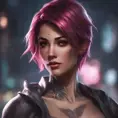 Matte portrait of Fiora with tattoos, 8k, Highly Detailed, Alluring, Artstation, Bokeh effect, Sharp Focus, Volumetric Lighting, Concept Art by Stanley Artgerm Lau, Greg Rutkowski