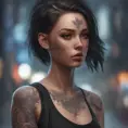 Matte portrait of Lyx with tattoos, 8k, Highly Detailed, Alluring, Artstation, Bokeh effect, Sharp Focus, Volumetric Lighting, Concept Art by Stanley Artgerm Lau, Greg Rutkowski