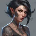 Matte portrait of Vex from League of Legends with tattoos, 8k, Highly Detailed, Powerful, Alluring, Artstation, Magical, Digital Painting, Photo Realistic, Sharp Focus, Volumetric Lighting, Concept Art by Stanley Artgerm Lau, Greg Rutkowski