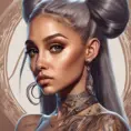 Matte portrait of Ariana Grande with tattoos, 8k, Highly Detailed, Powerful, Alluring, Artstation, Magical, Digital Painting, Photo Realistic, Sharp Focus, Volumetric Lighting, Concept Art by Stanley Artgerm Lau, Alphonse Mucha, Greg Rutkowski