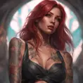 Matte portrait of Katarina with tattoos, 8k, Highly Detailed, Powerful, Alluring, Artstation, Magical, Digital Painting, Photo Realistic, Sharp Focus, Volumetric Lighting, Concept Art by Stanley Artgerm Lau, Alphonse Mucha, Greg Rutkowski