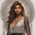 Matte portrait of Zendaya with tattoos, 8k, Highly Detailed, Powerful, Alluring, Artstation, Magical, Digital Painting, Photo Realistic, Sharp Focus, Volumetric Lighting, Concept Art by Stanley Artgerm Lau, Alphonse Mucha, Greg Rutkowski