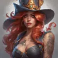 Matte portrait of Miss Fortune with tattoos, 8k, Highly Detailed, Alluring, Artstation, Magical, Digital Painting, Volumetric Lighting, Concept Art by Stanley Artgerm Lau, Alphonse Mucha, Greg Rutkowski