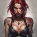 Matte portrait of BloodRayne  with tattoos, 8k, Highly Detailed, Powerful, Alluring, Artstation, Magical, Digital Painting, Photo Realistic, Sharp Focus, Volumetric Lighting, Concept Art by Stanley Artgerm Lau, Alphonse Mucha, Greg Rutkowski