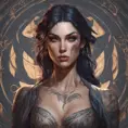 Matte portrait of Morgana with tattoos, 8k, Highly Detailed, Powerful, Alluring, Artstation, Magical, Digital Painting, Photo Realistic, Sharp Focus, Volumetric Lighting, Concept Art by Stanley Artgerm Lau, Alphonse Mucha, Greg Rutkowski