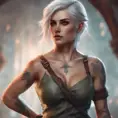 Matte portrait of Ciri with tattoos, 8k, Highly Detailed, Alluring, Artstation, Bokeh effect, Sharp Focus, Volumetric Lighting, Concept Art by Stanley Artgerm Lau, Greg Rutkowski