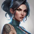 Matte portrait of Vex from League of Legends with tattoos, 8k, Highly Detailed, Powerful, Alluring, Artstation, Magical, Digital Painting, Photo Realistic, Sharp Focus, Volumetric Lighting, Concept Art by Stanley Artgerm Lau, Greg Rutkowski