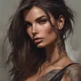 Matte portrait of Emily Ratajkowski with tattoos, 8k, Highly Detailed, Powerful, Alluring, Artstation, Magical, Digital Painting, Photo Realistic, Sharp Focus, Volumetric Lighting, Concept Art by Stanley Artgerm Lau, Alphonse Mucha, Greg Rutkowski