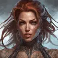 Matte portrait of Sarah Kerrigan with tattoos, 8k, Highly Detailed, Powerful, Alluring, Artstation, Magical, Digital Painting, Photo Realistic, Sharp Focus, Volumetric Lighting, Concept Art by Stanley Artgerm Lau, Alphonse Mucha, Greg Rutkowski