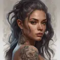 Matte portrait of Zoe Saldaña with tattoos, 8k, Highly Detailed, Powerful, Alluring, Artstation, Magical, Digital Painting, Photo Realistic, Sharp Focus, Volumetric Lighting, Concept Art by Stanley Artgerm Lau, Alphonse Mucha, Greg Rutkowski