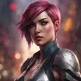 Matte portrait of Fiora with tattoos, 8k, Highly Detailed, Alluring, Artstation, Bokeh effect, Sharp Focus, Volumetric Lighting, Concept Art by Stanley Artgerm Lau, Greg Rutkowski