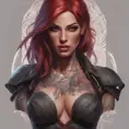 Matte portrait of Katarina with tattoos, 8k, Highly Detailed, Powerful, Alluring, Artstation, Magical, Digital Painting, Photo Realistic, Sharp Focus, Volumetric Lighting, Concept Art by Stanley Artgerm Lau, Alphonse Mucha, Greg Rutkowski