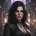 Matte portrait of Yennefer with tattoos, 8k, Highly Detailed, Alluring, Artstation, Bokeh effect, Sharp Focus, Volumetric Lighting, Concept Art by Stanley Artgerm Lau, Greg Rutkowski