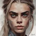 Matte portrait of Cara Delevingne with tattoos, 8k, Highly Detailed, Powerful, Alluring, Artstation, Magical, Digital Painting, Photo Realistic, Sharp Focus, Volumetric Lighting, Concept Art by Stanley Artgerm Lau, Alphonse Mucha, Greg Rutkowski